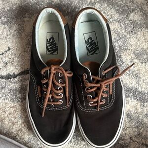 Vans Men's Black and Brown Canvas Sneakers